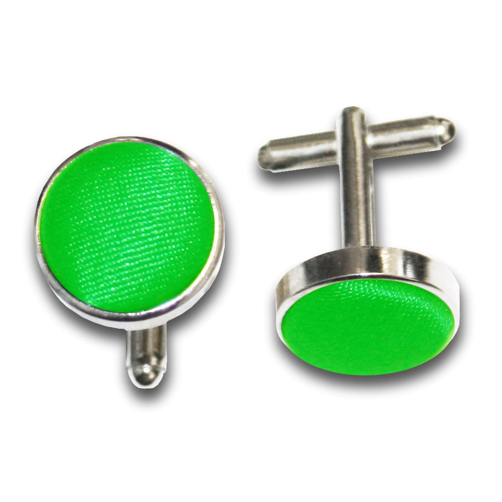 Apple Green Plain Satin Cufflinks