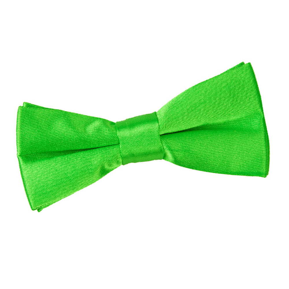 Boys Apple Green Plain Satin Pre Tied Bow Tie