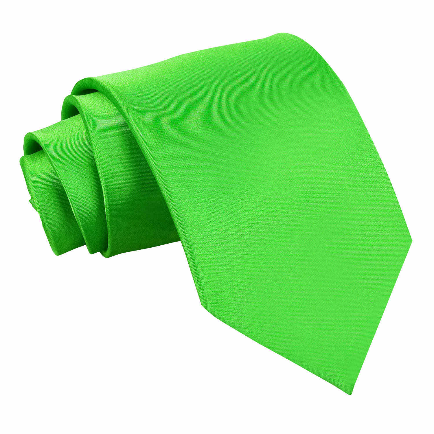 Plain Satin Classic Tie - Lime Green - Well Dapper