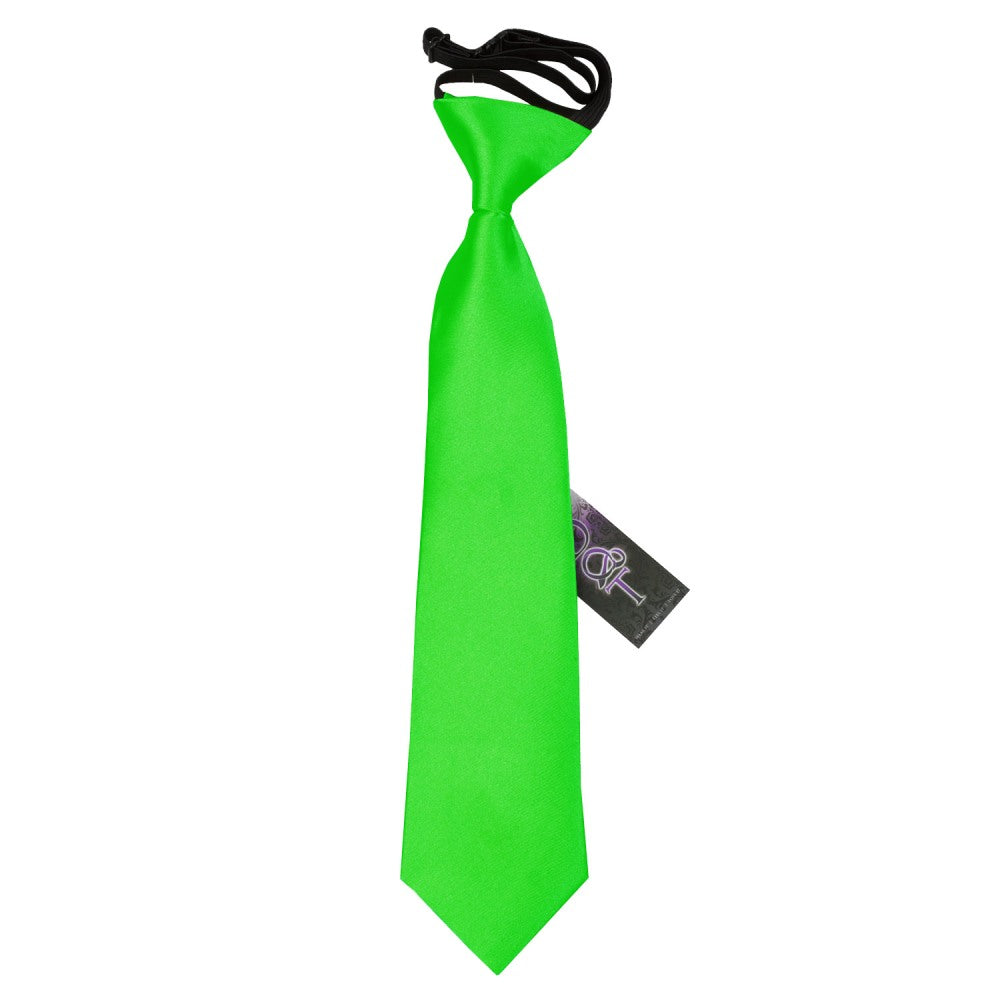 Boys Apple Green Plain Satin Elasticated Tie