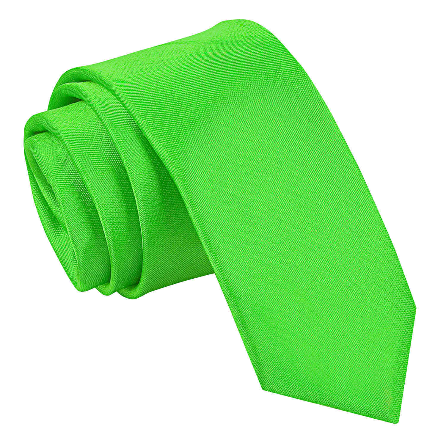 Apple Green Plain Satin Skinny Tie