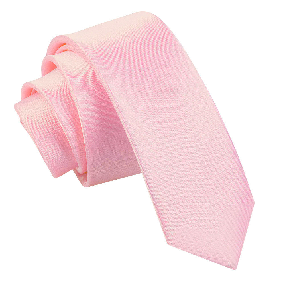 Plain Satin Skinny Tie - Coral - Well Dapper