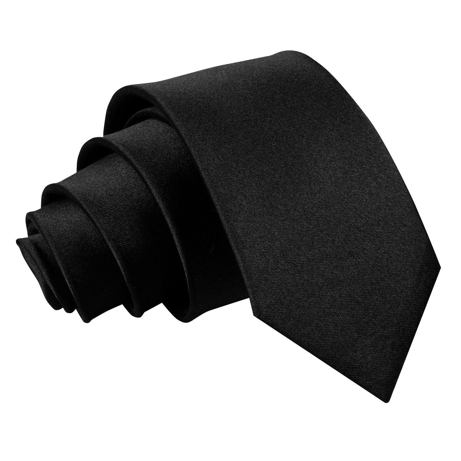 Boys Black Plain Satin Classic Tie