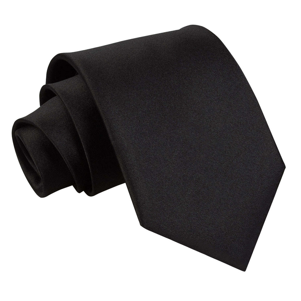 Black Plain Satin Extra Long Tie