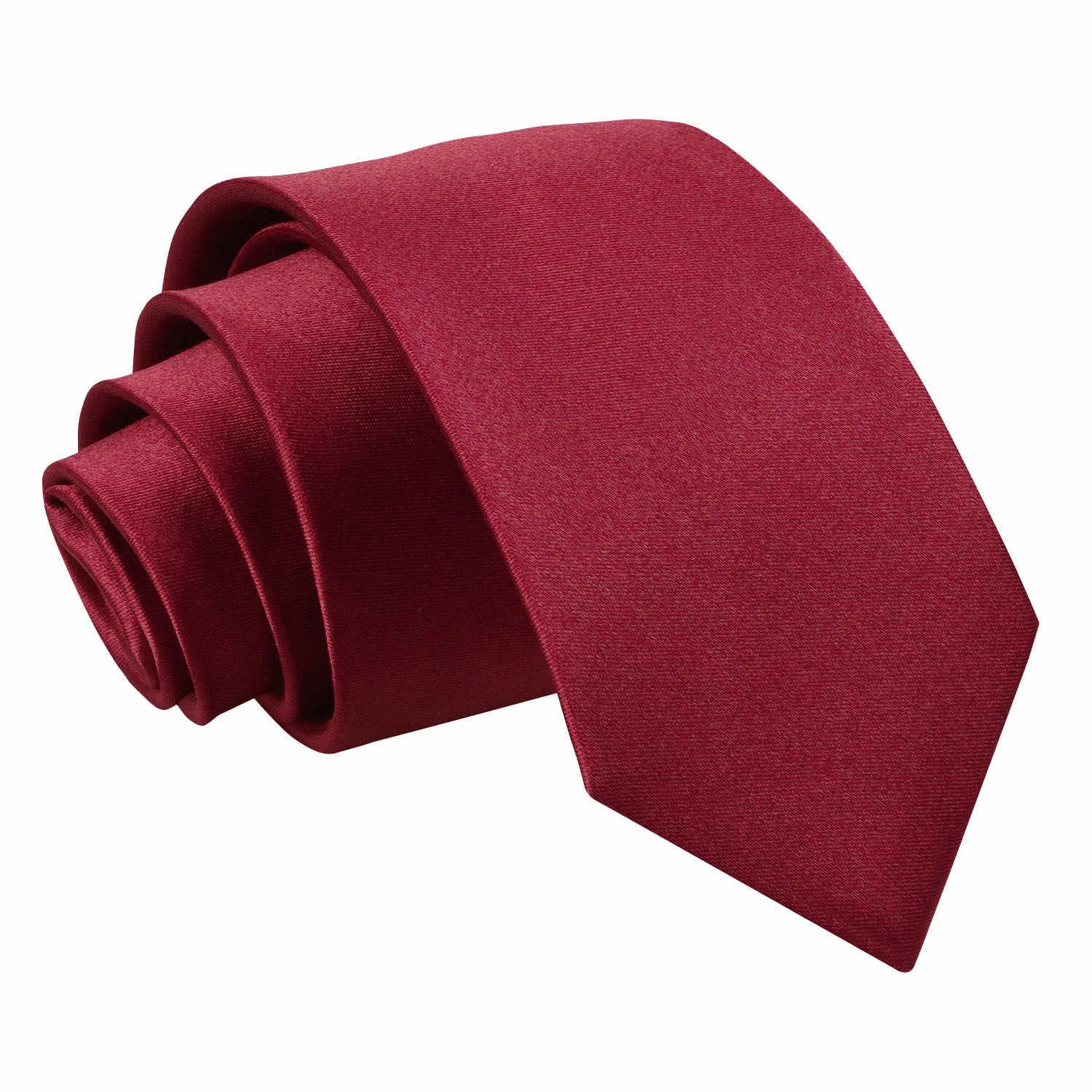 Plain Satin Slim Tie - Mulberry - Well Dapper