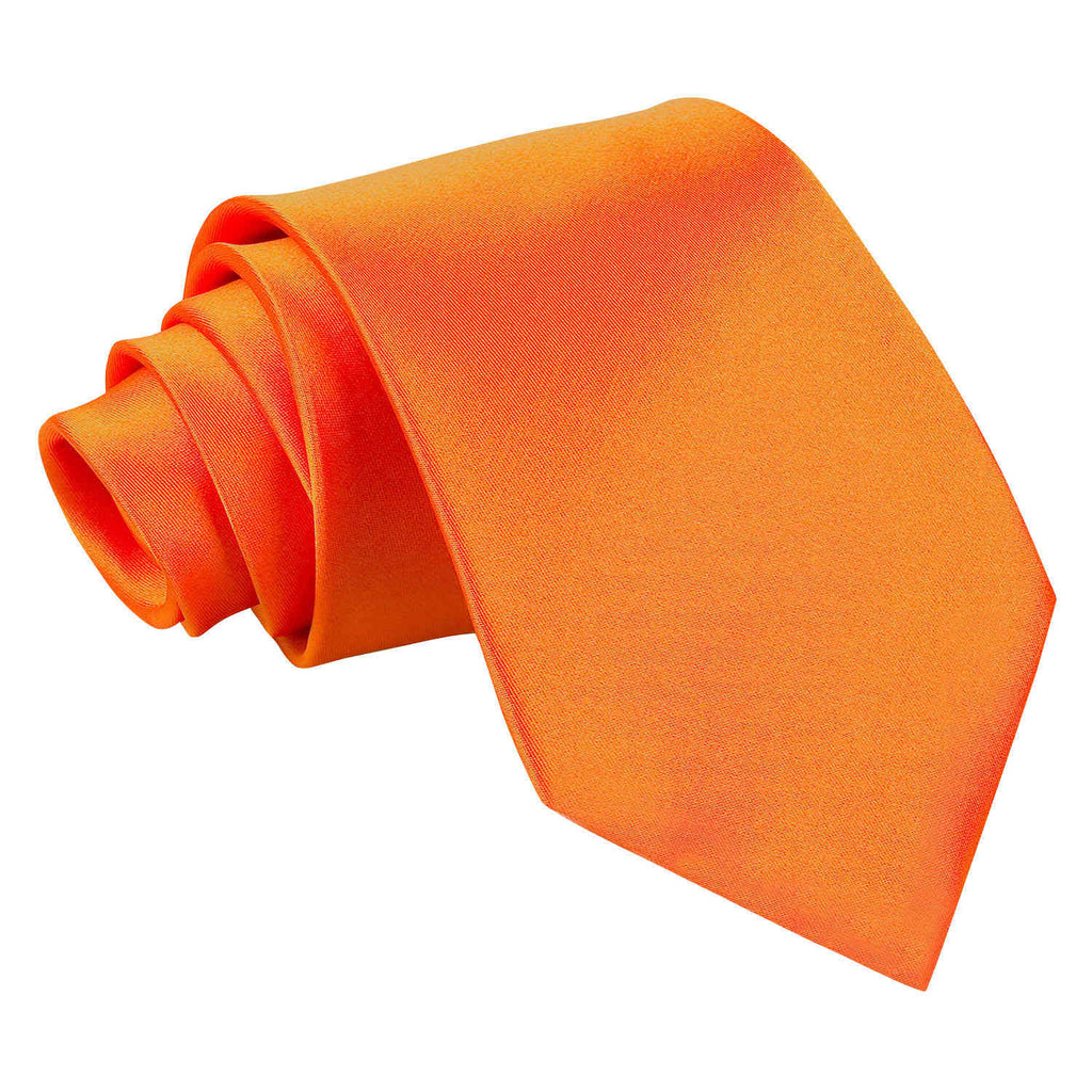 Burnt Orange Plain Satin Extra Long Tie