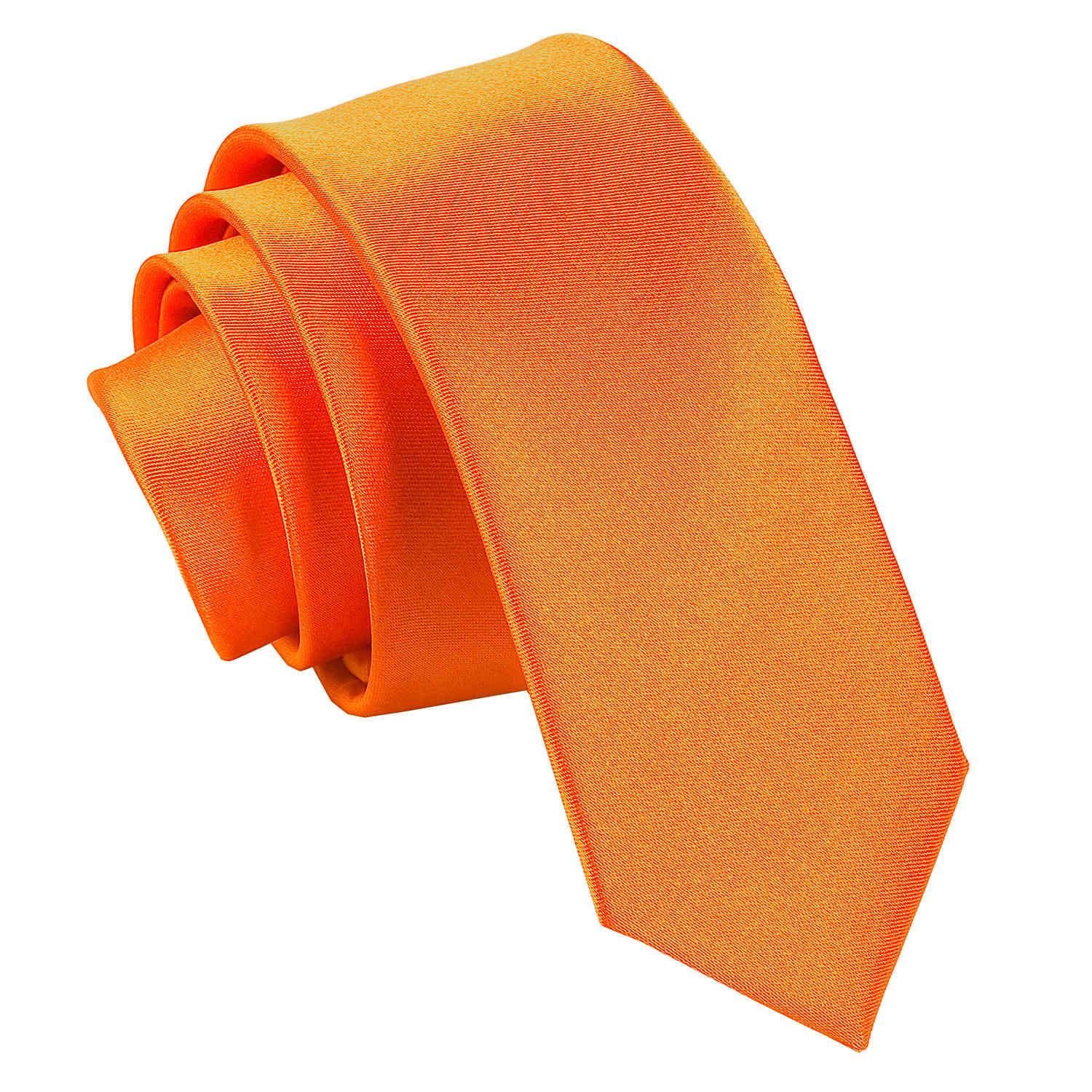 Plain Satin Skinny Tie - Fluorescent Orange - Well Dapper