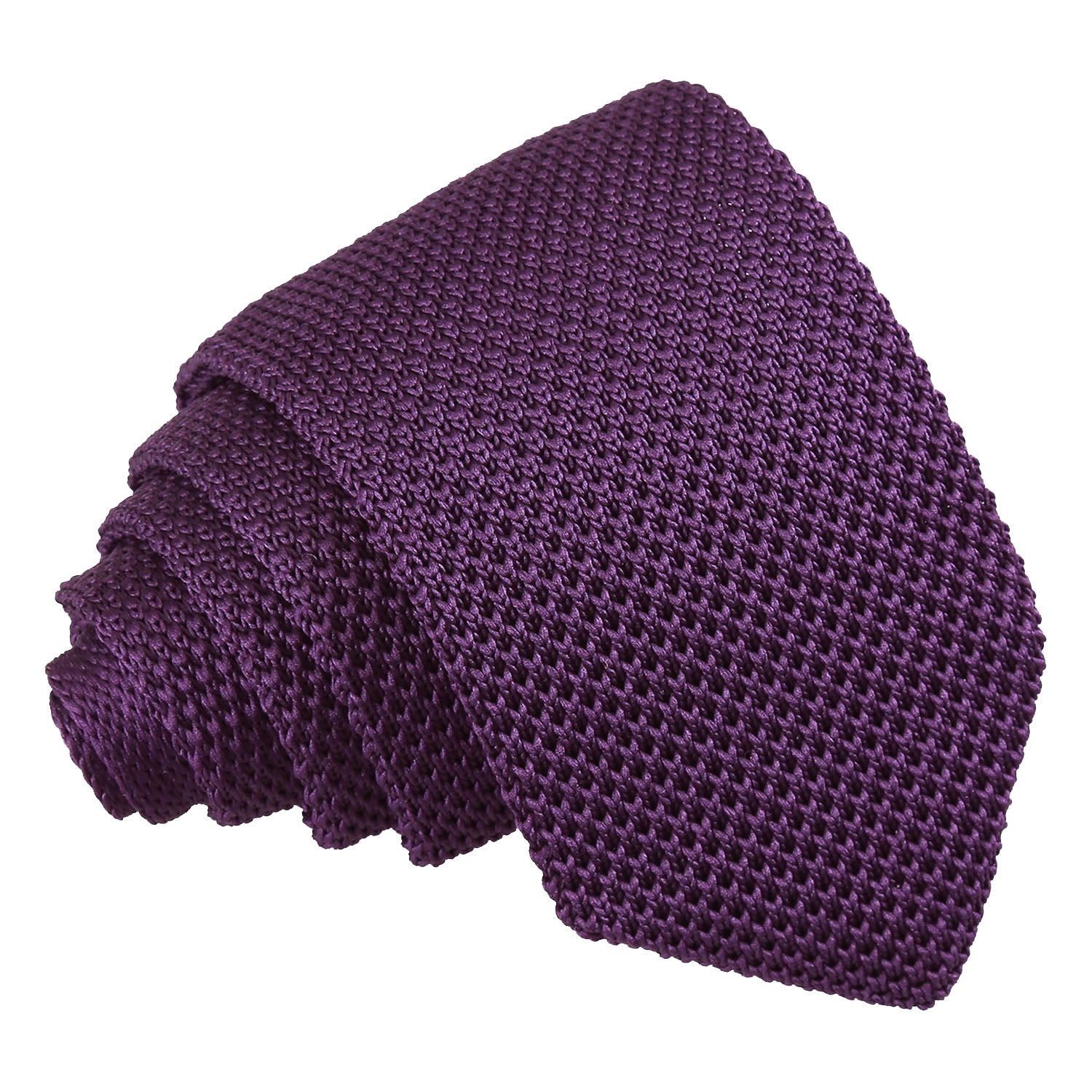 Plain Knitted Slim Tie - Silver - Well Dapper