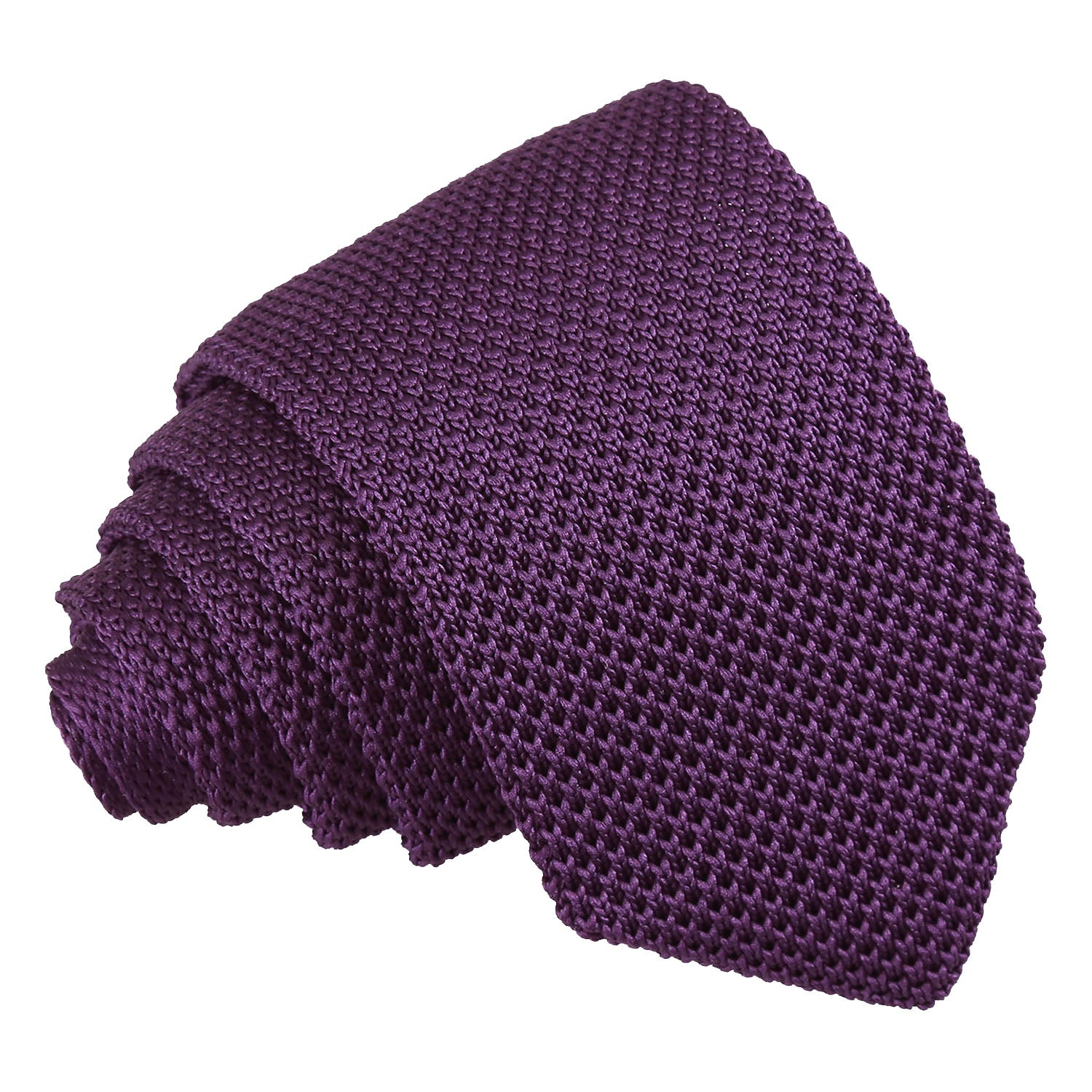Plain Knitted Slim Tie - Burgundy - Well Dapper