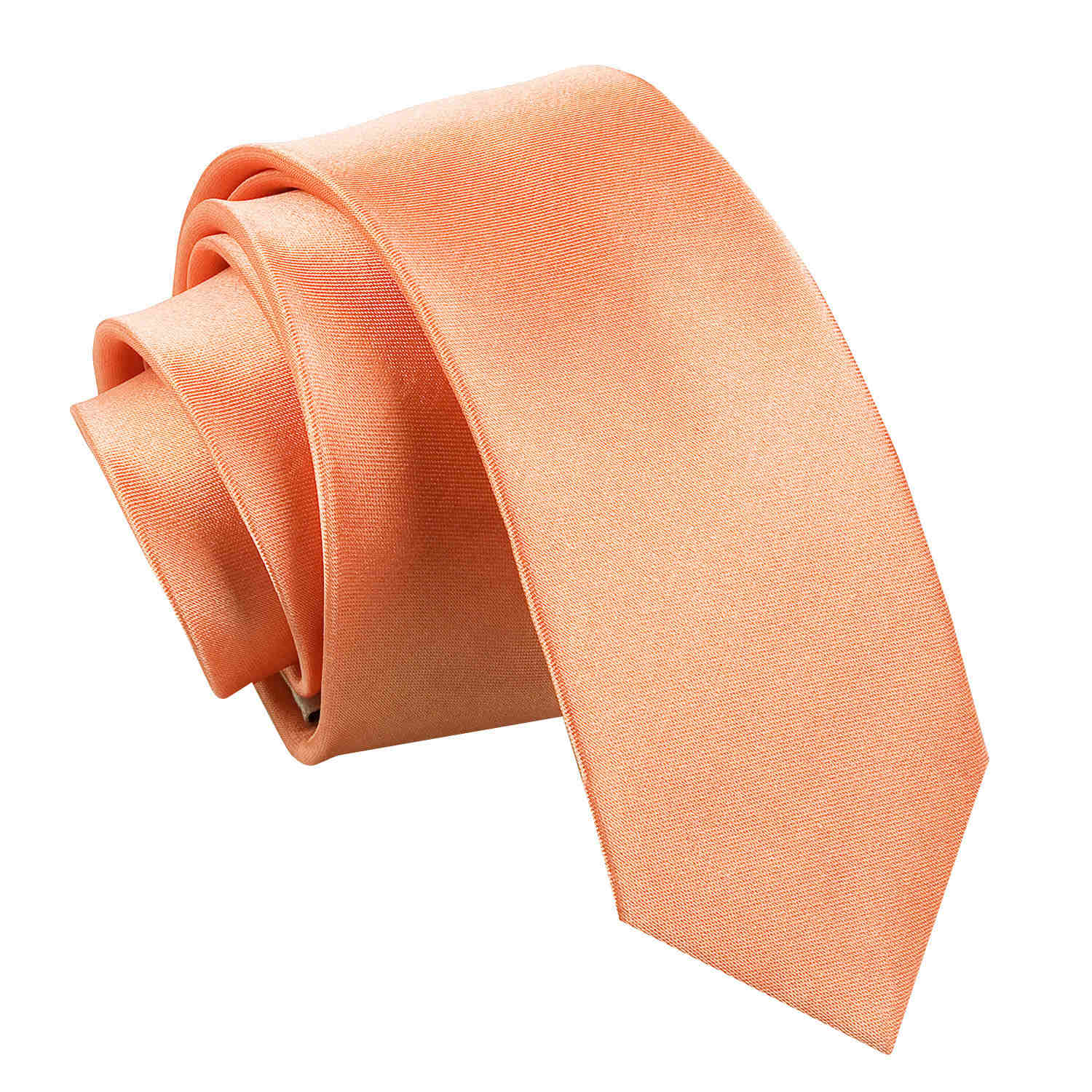 Coral Plain Satin Skinny Tie