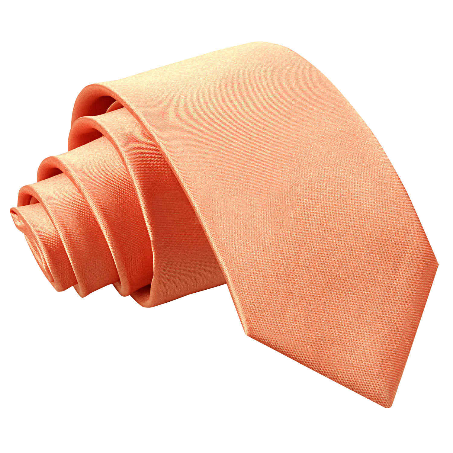 Plain Satin Slim Tie - Burnt Orange - Well Dapper