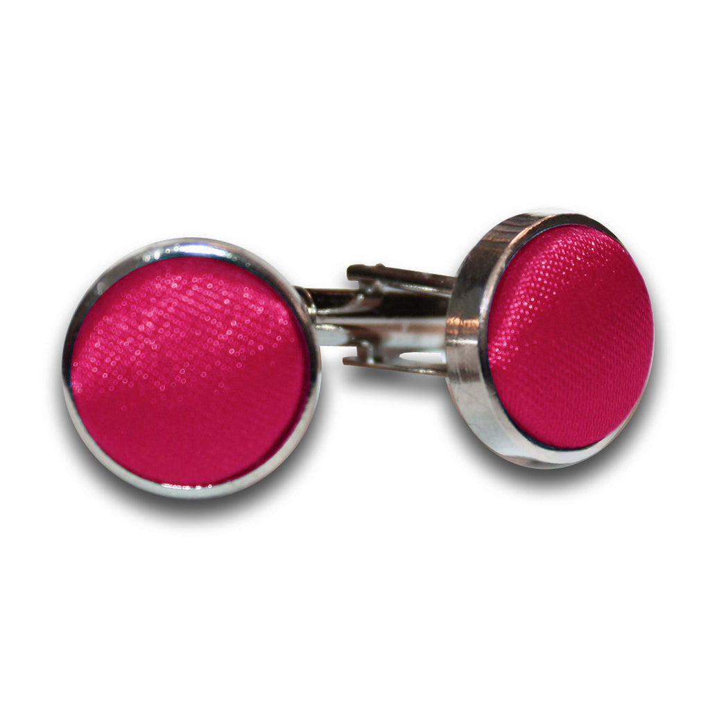 Crimson Red Plain Satin Cufflinks