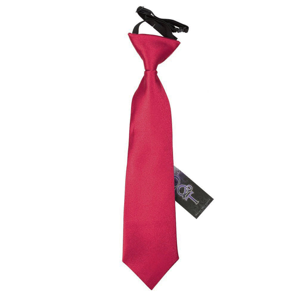 Plain Satin Elasticated Tie - Boys - Coral - Well Dapper