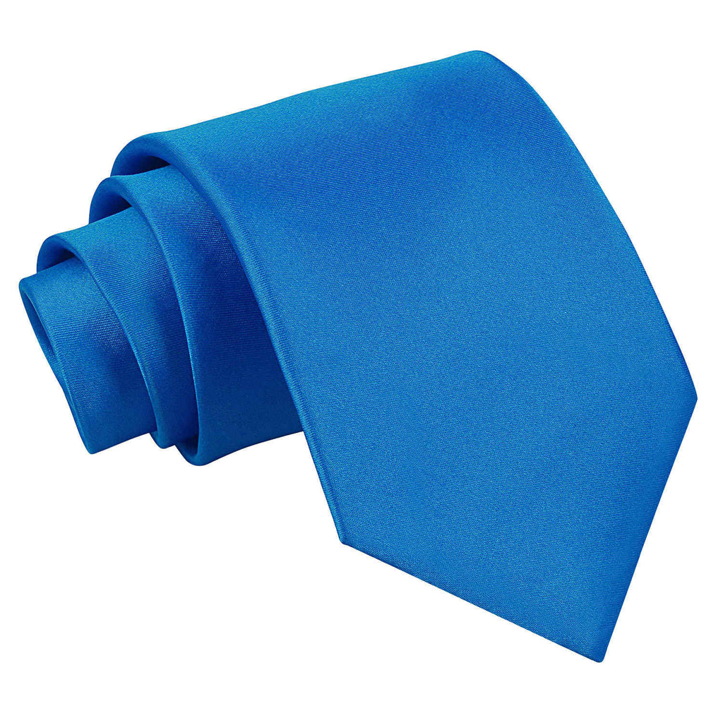 Electric Blue Plain Satin Extra Long Tie