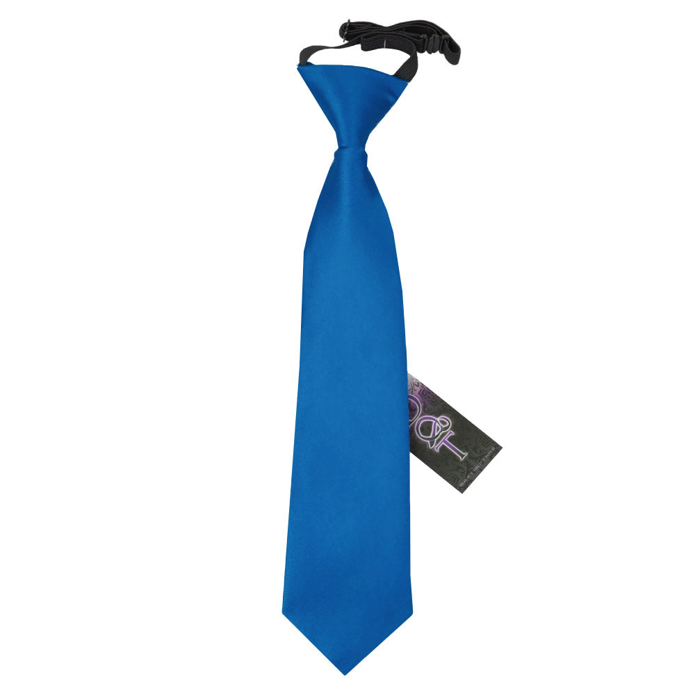 Plain Satin Elasticated Tie - Boys - Silver - Well Dapper