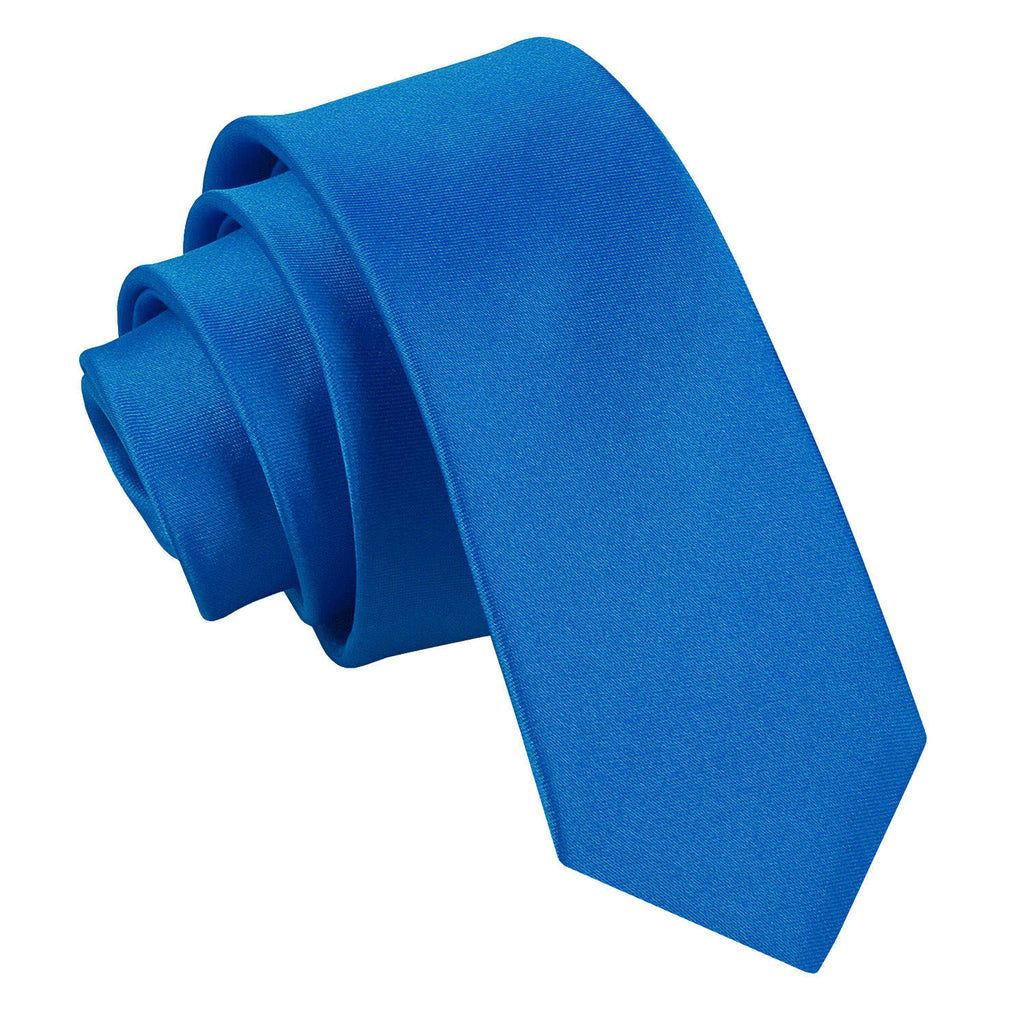 Electric Blue Plain Satin Skinny Tie