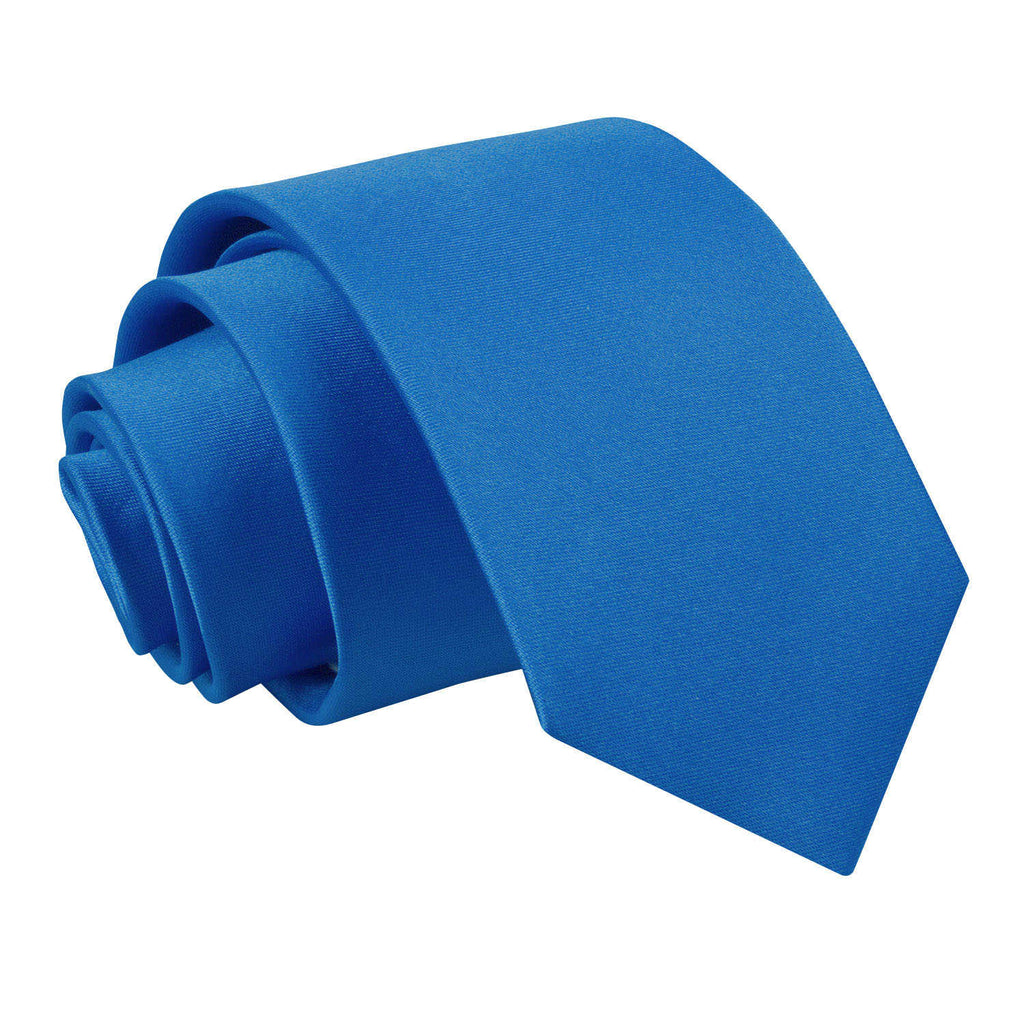 Electric Blue Plain Satin Slim Tie