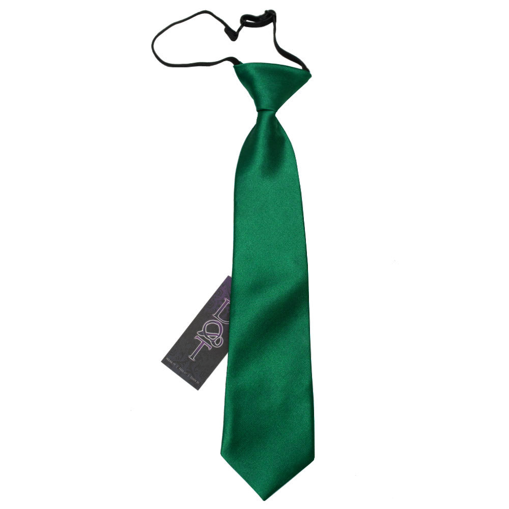 Boys Emerald Green Plain Satin Elasticated Tie