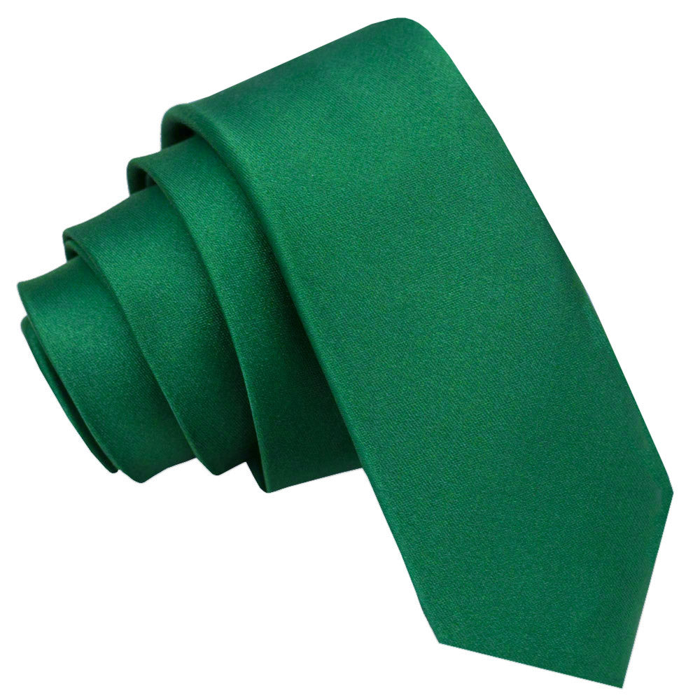 Emerald Green Plain Satin Skinny Tie