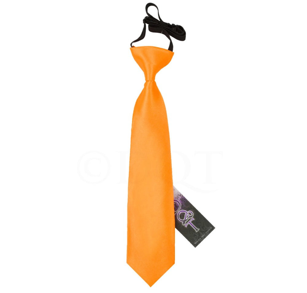 Plain Satin Elasticated Tie - Boys - Coral - Well Dapper