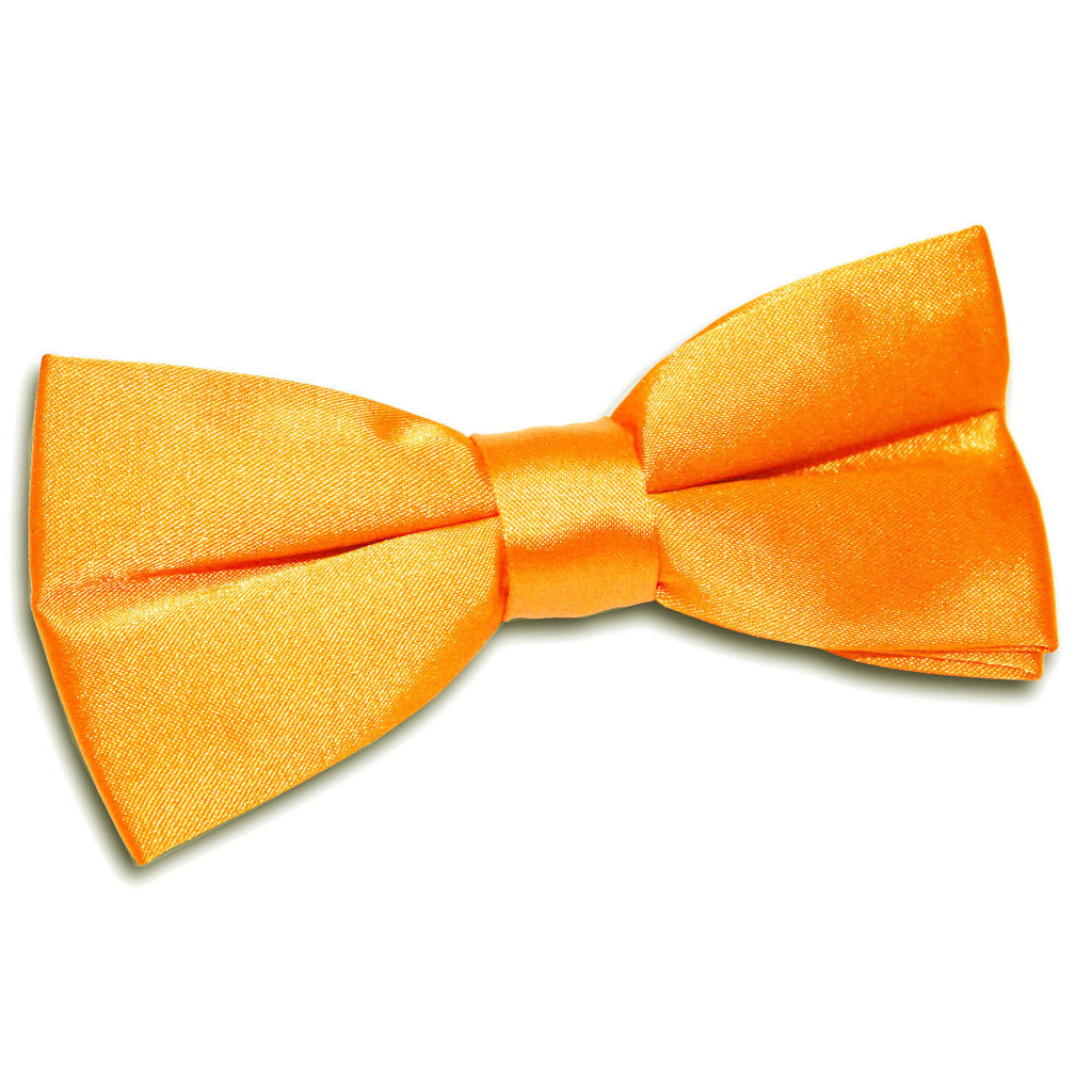 Fluorescent Orange Plain Satin Pre Tied Bow Tie