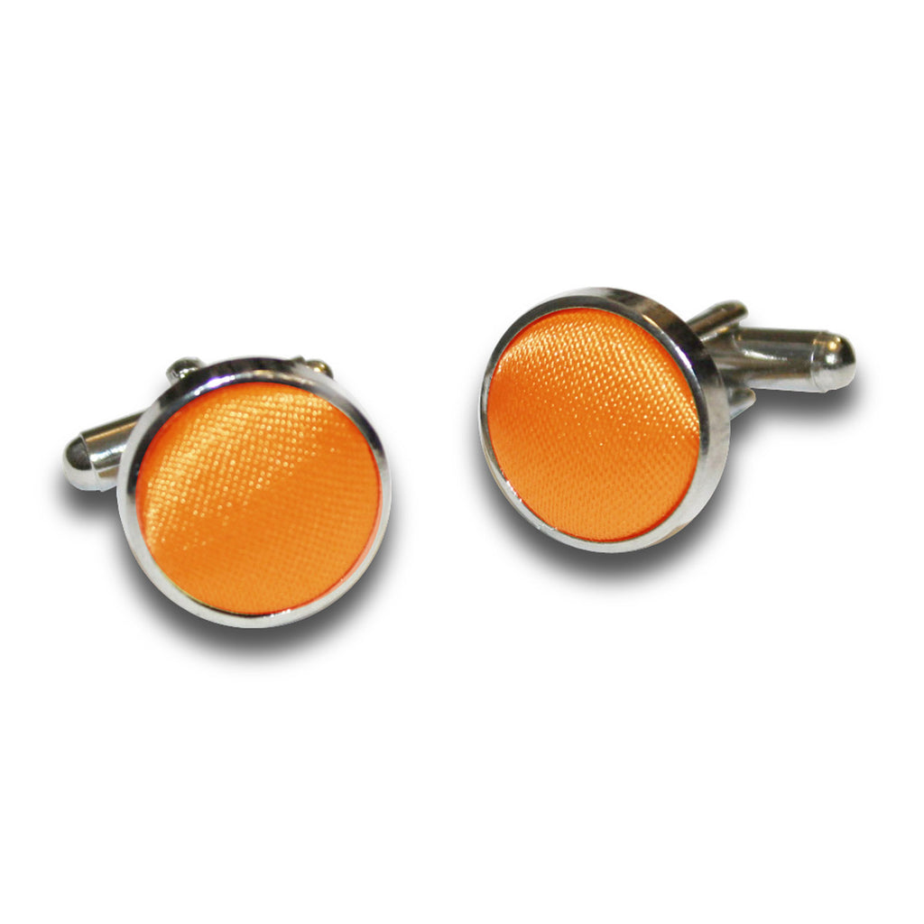 Fluorescent Orange Plain Satin Cufflinks