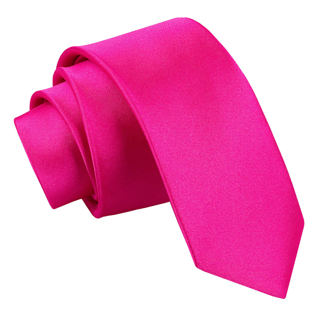 Hot Pink Plain Satin Skinny Tie