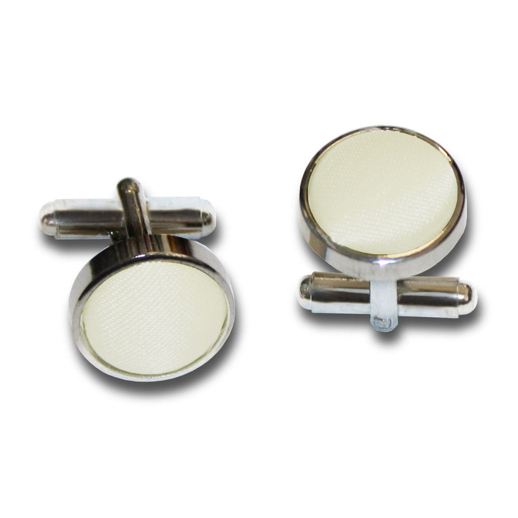 Ivory Plain Satin Cufflinks