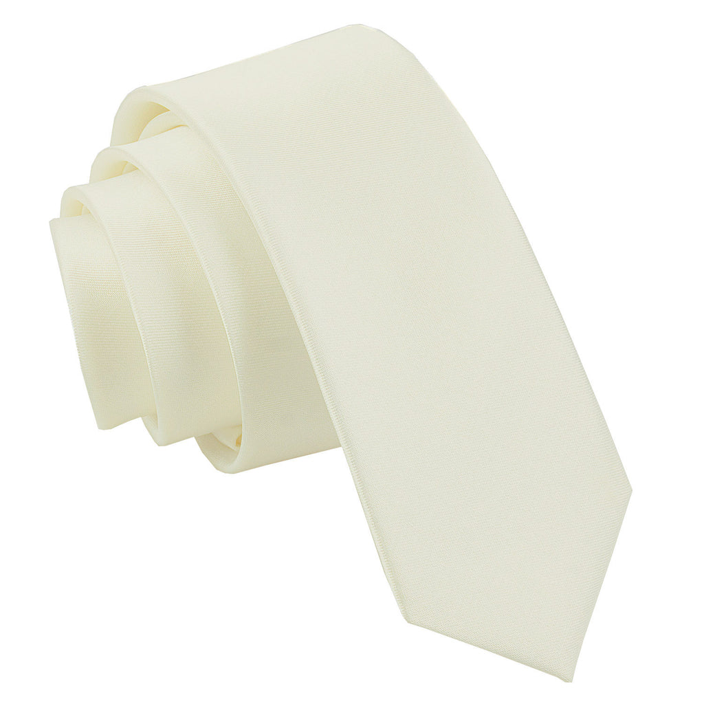 Ivory Plain Satin Skinny Tie