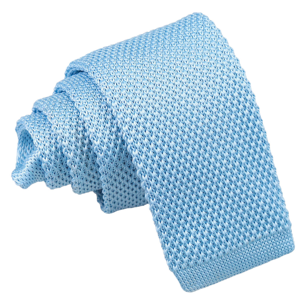 Boys Baby Blue Plain Knitted Tie