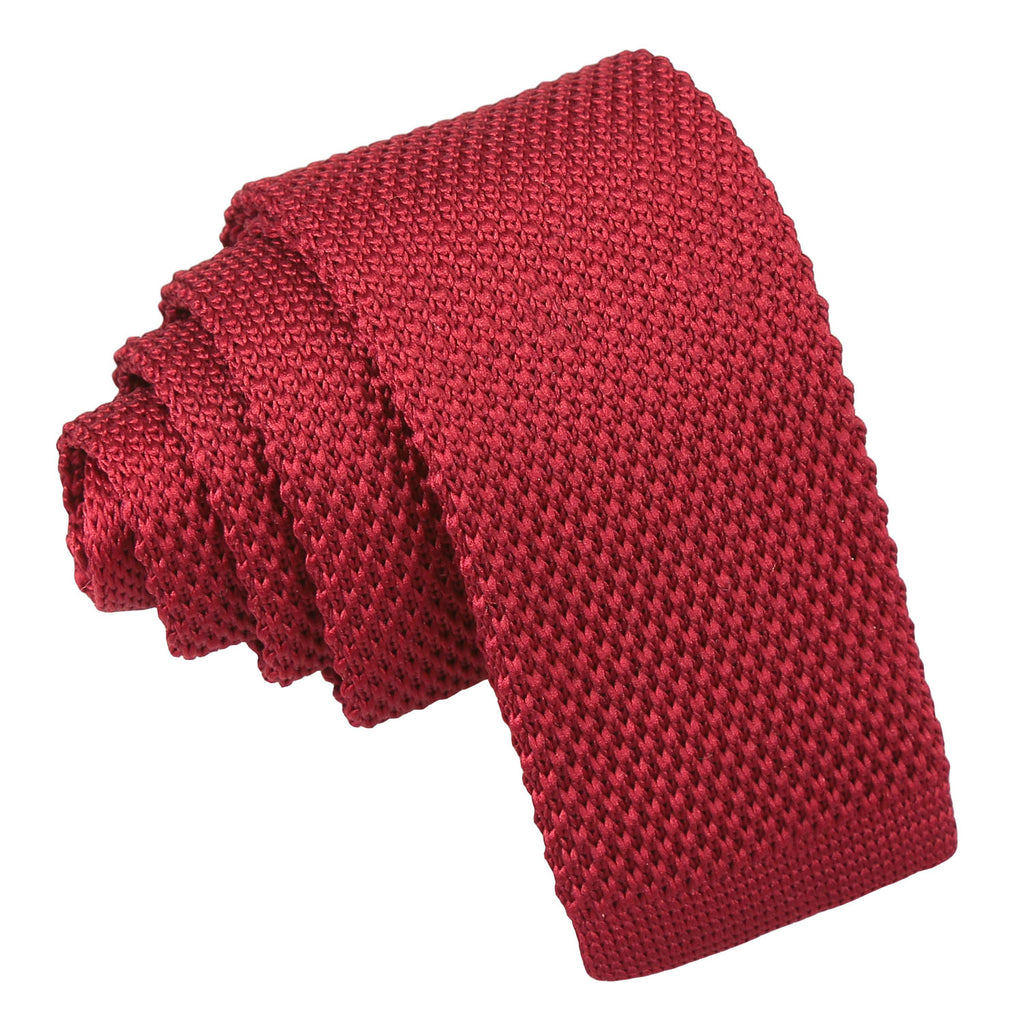 Boys Burgundy Plain Knitted Tie