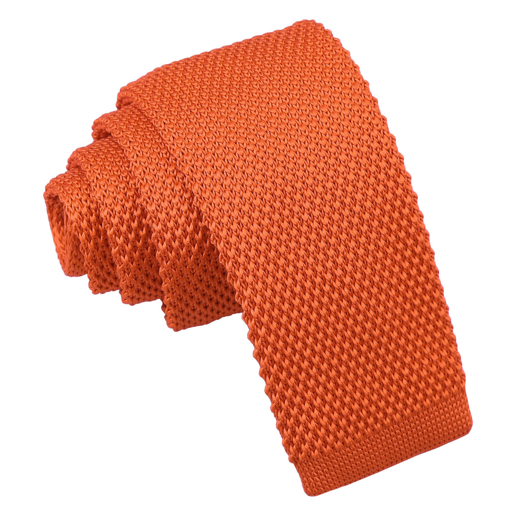 Boys Burnt Orange Plain Knitted Tie