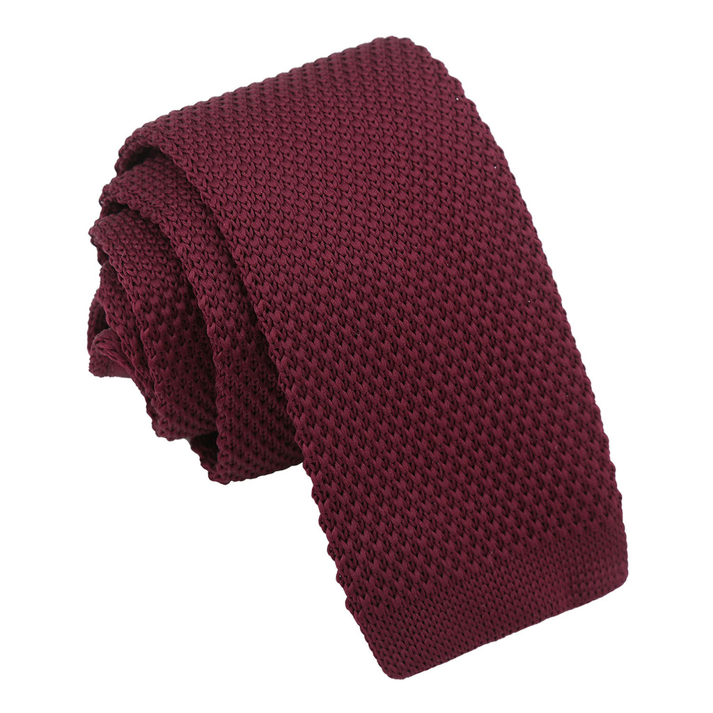 Boys Cabernet Red Plain Knitted Tie