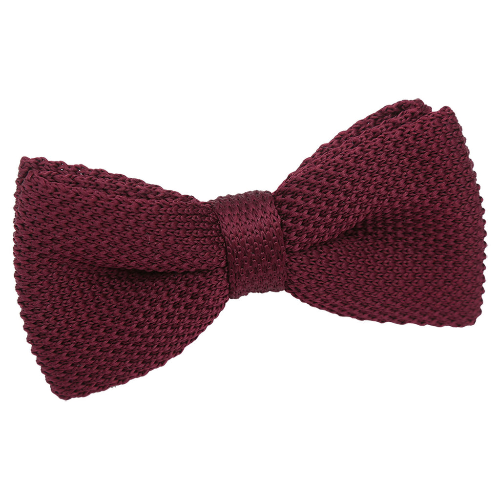 Cabernet Red Plain Knitted Pre Tied Bow Tie