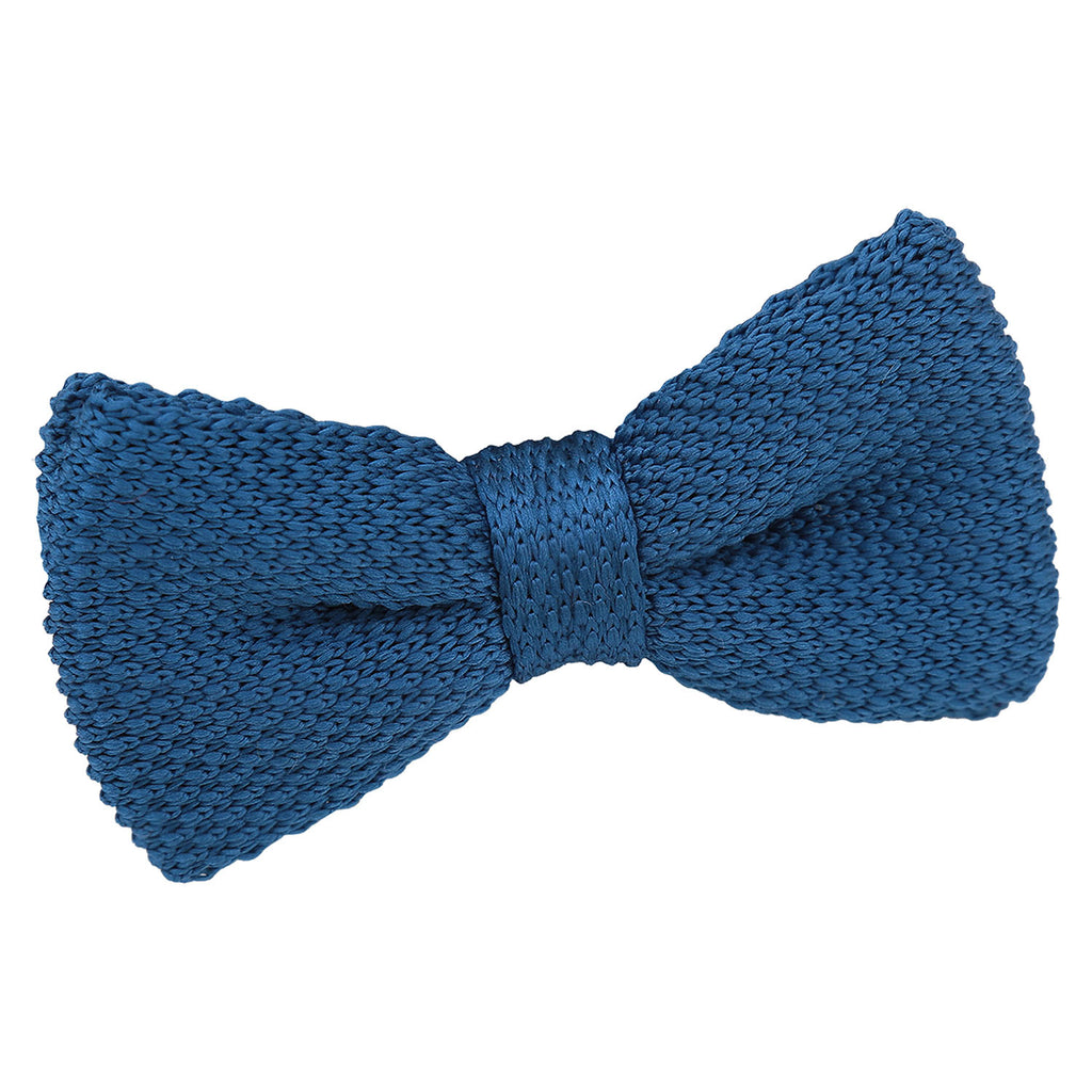 Boys Cerulean Blue Plain Knitted Pre Tied Bow Tie