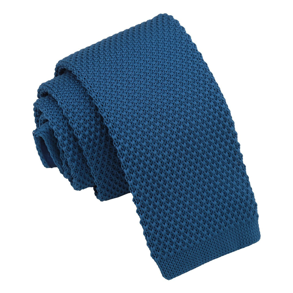 Boys Cerulean Blue Plain Knitted Tie