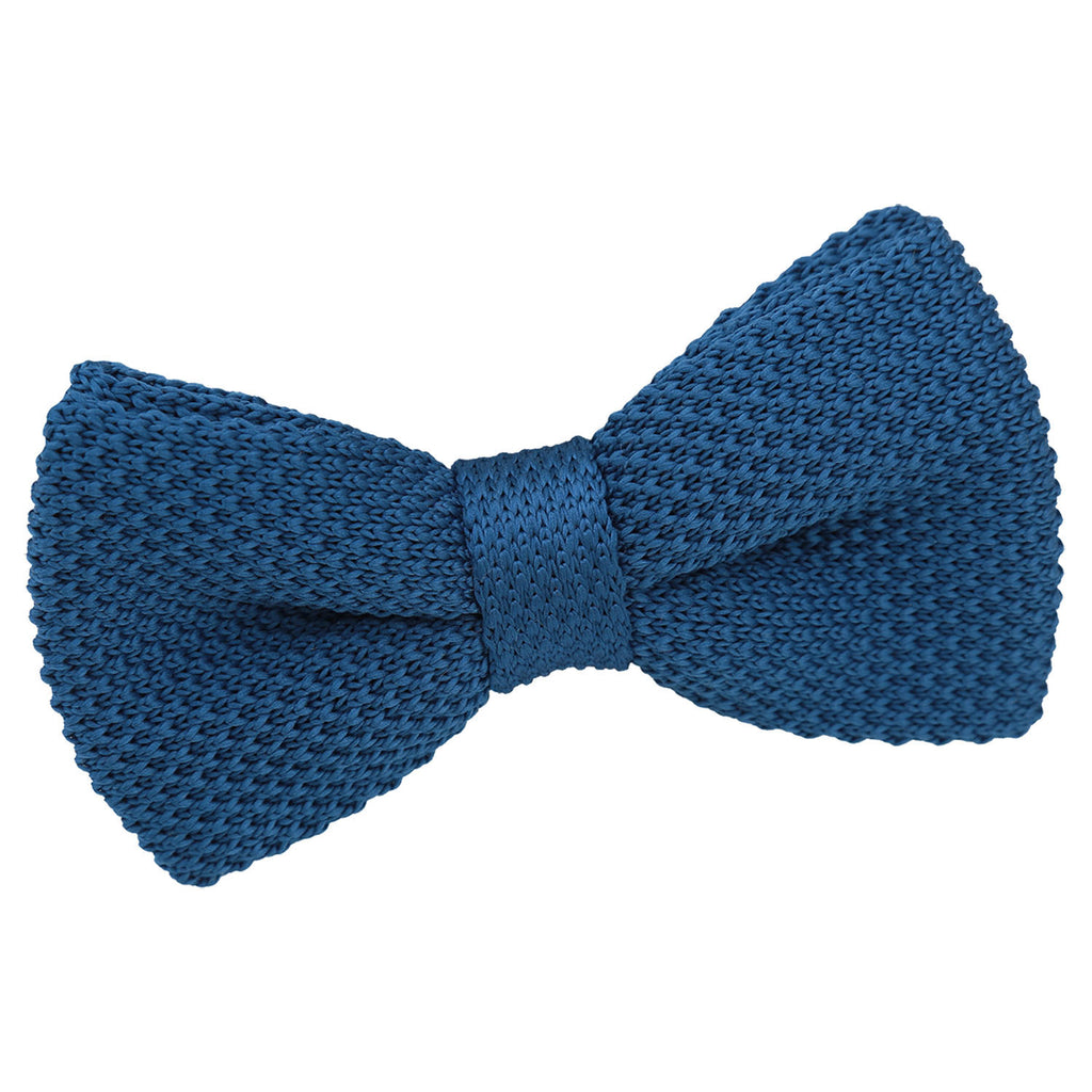 Cerulean Blue Plain Knitted Pre Tied Bow Tie