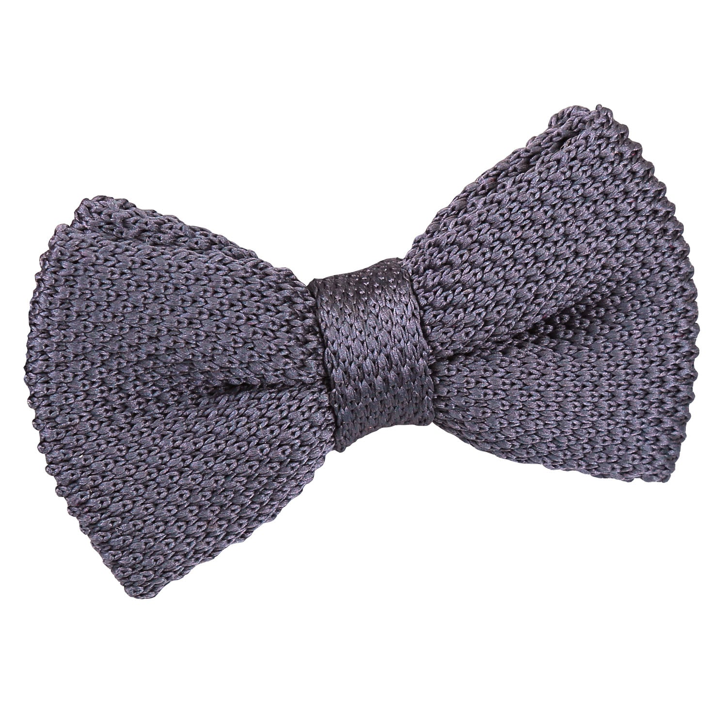 Boys Charcoal Plain Knitted Pre Tied Bow Tie