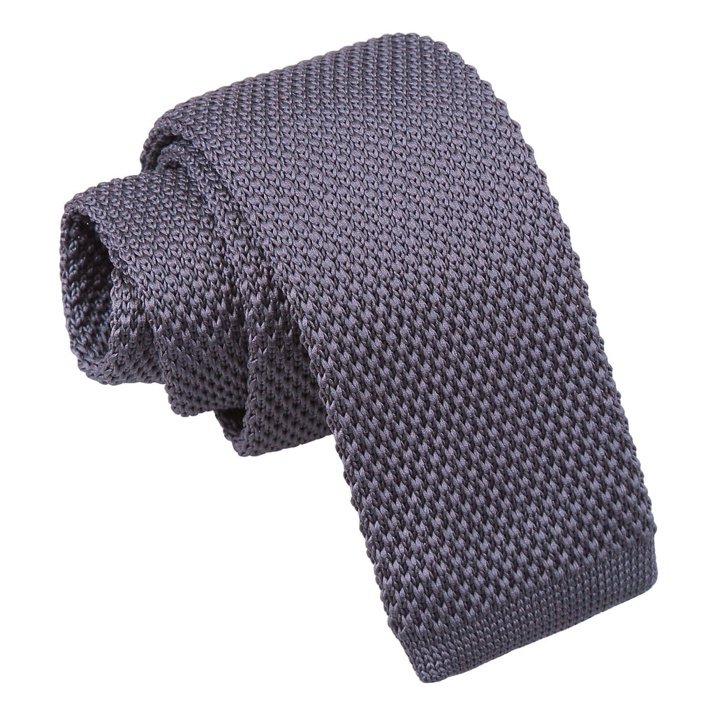 Boys Charcoal Plain Knitted Tie