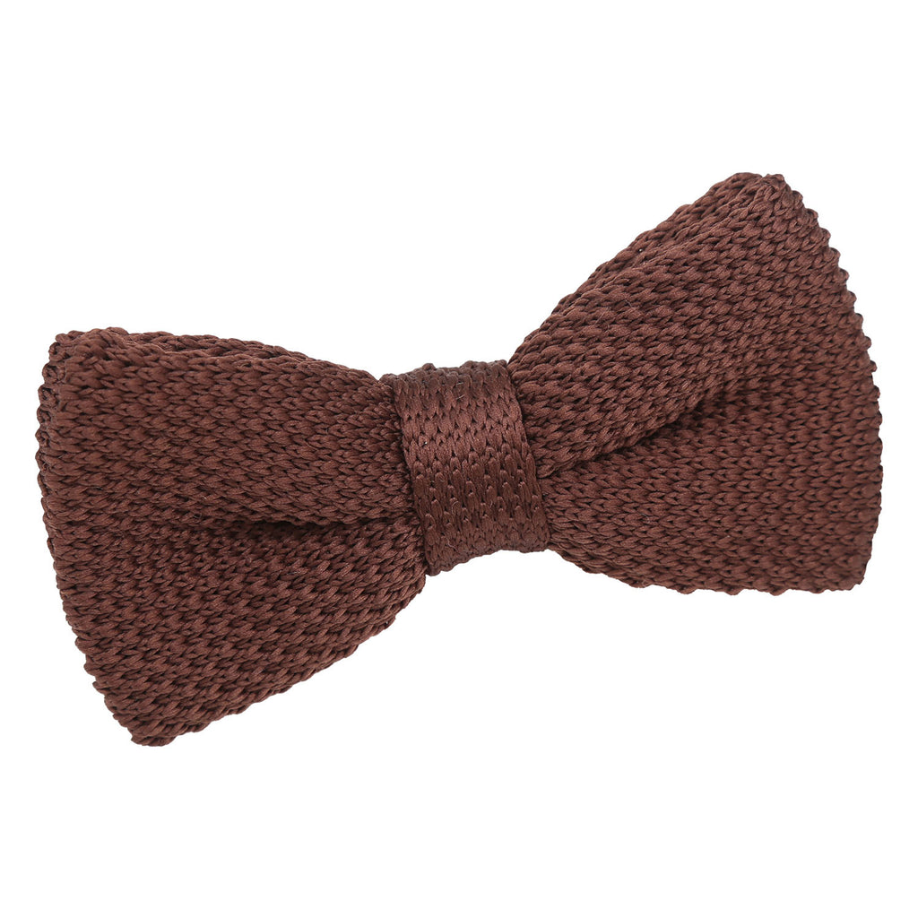 Boys Chocolate Brown Plain Knitted Pre Tied Bow Tie