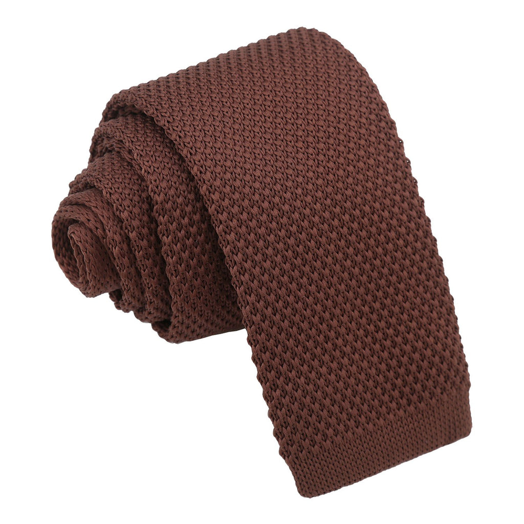 Boys Chocolate Brown Plain Knitted Tie