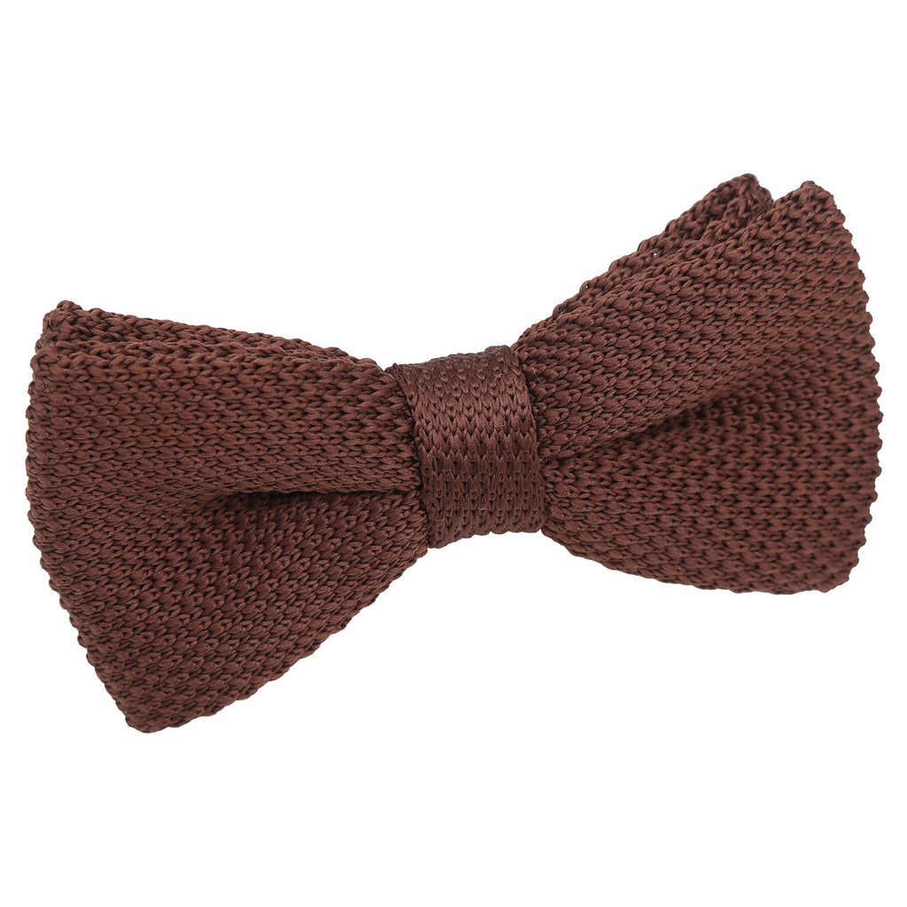 Chocolate Brown Plain Knitted Pre Tied Bow Tie