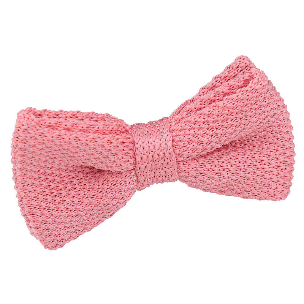 Boys Flamingo Pink Plain Knitted Pre Tied Bow Tie