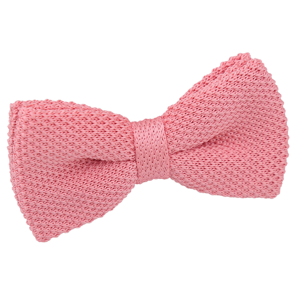 Flamingo Pink Plain Knitted Pre Tied Bow Tie