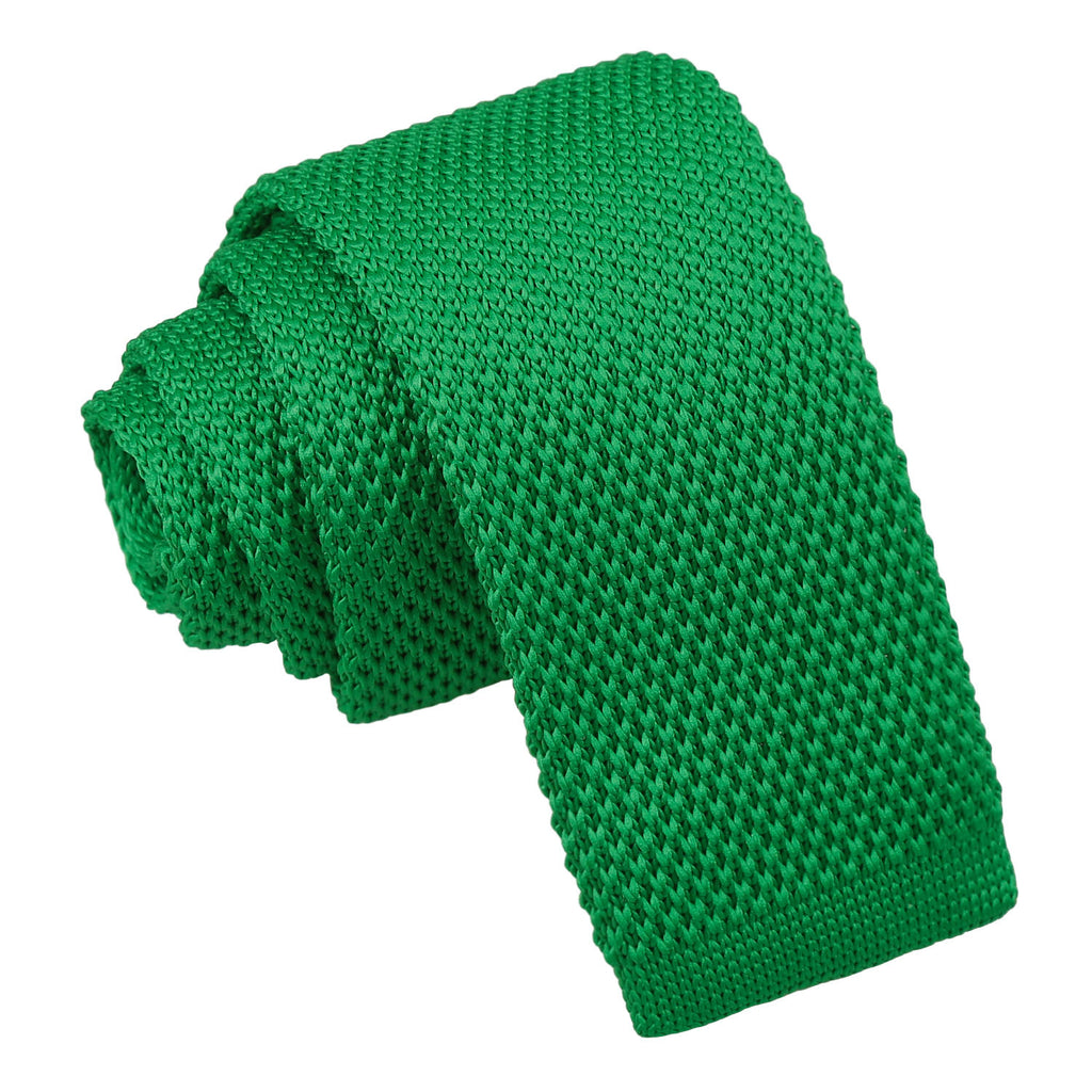 Boys Forest Green Plain Knitted Tie