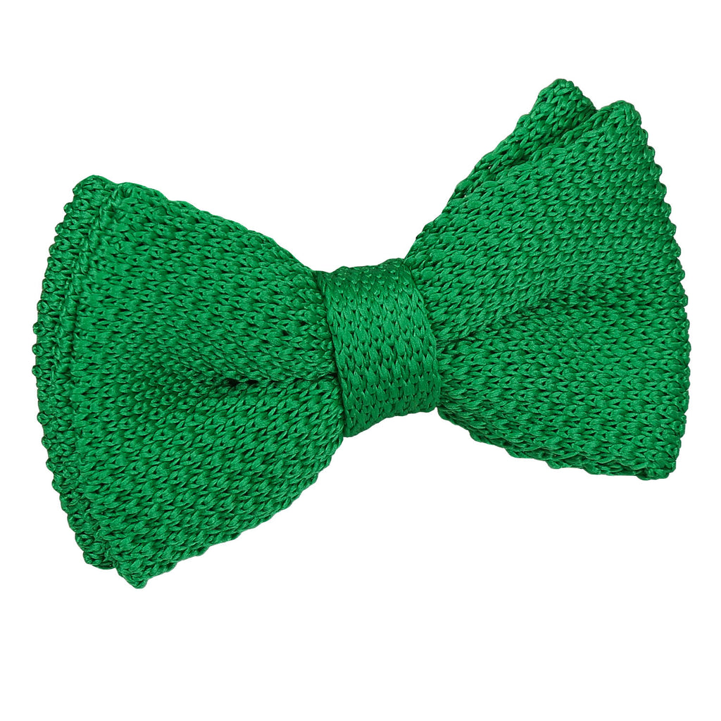 Boys Forest Green Plain Knitted Pre Tied Bow Tie