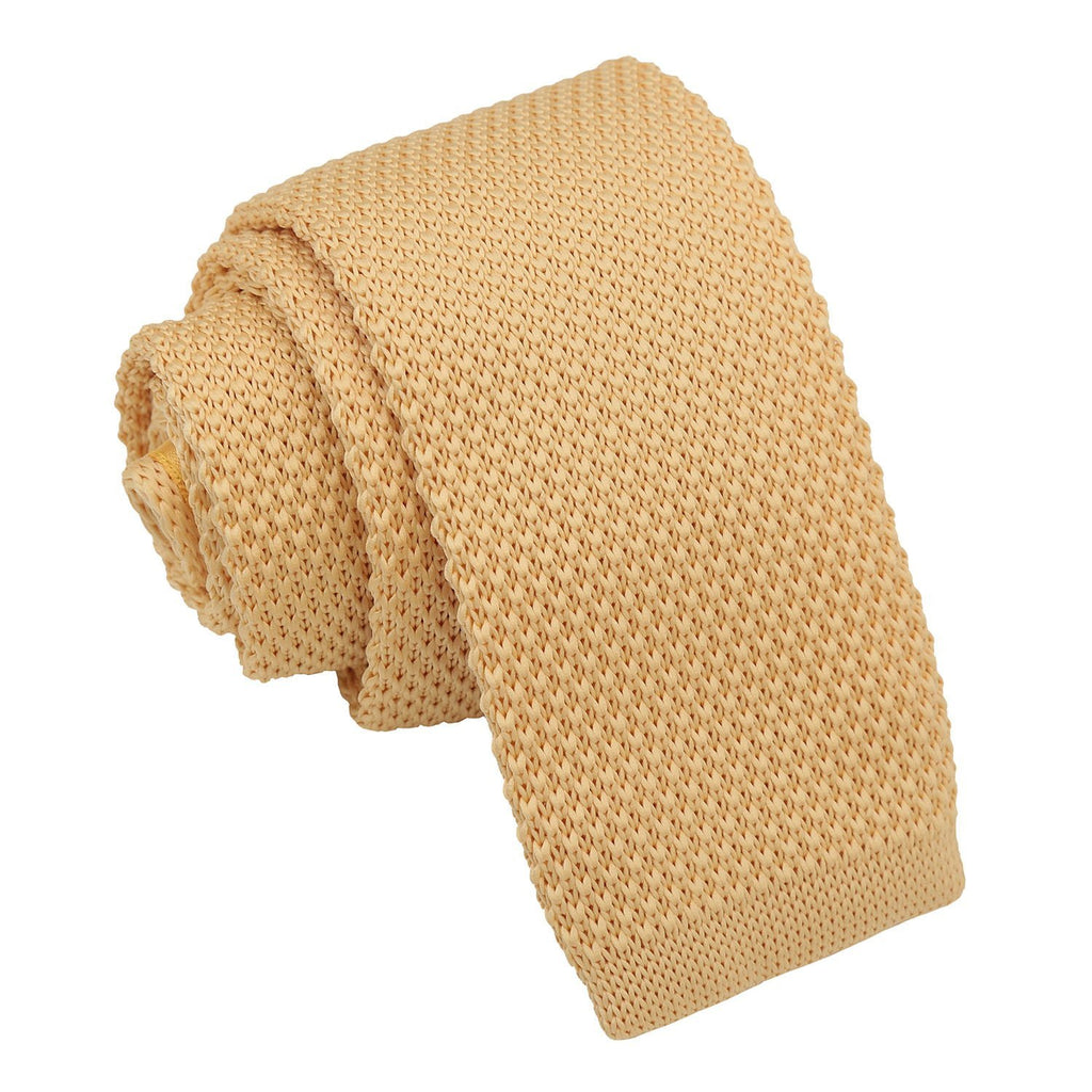 Boys Lemon Yellow Plain Knitted Tie