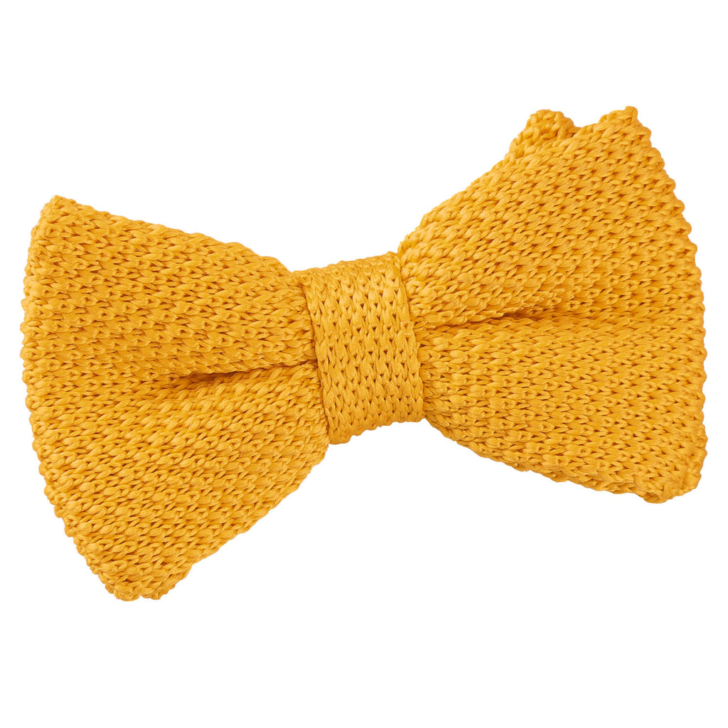 Boys Marigold Yellow Plain Knitted Pre Tied Bow Tie