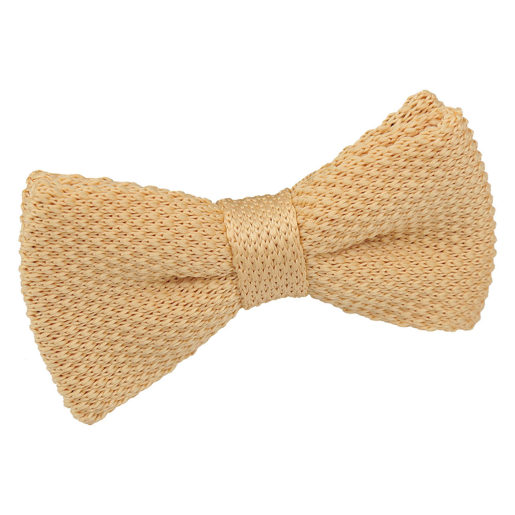 Boys Lemon Yellow Plain Knitted Pre Tied Bow Tie