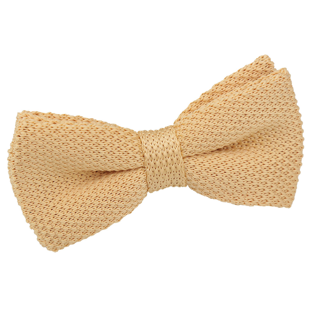 Lemon Yellow Plain Knitted Pre Tied Bow Tie